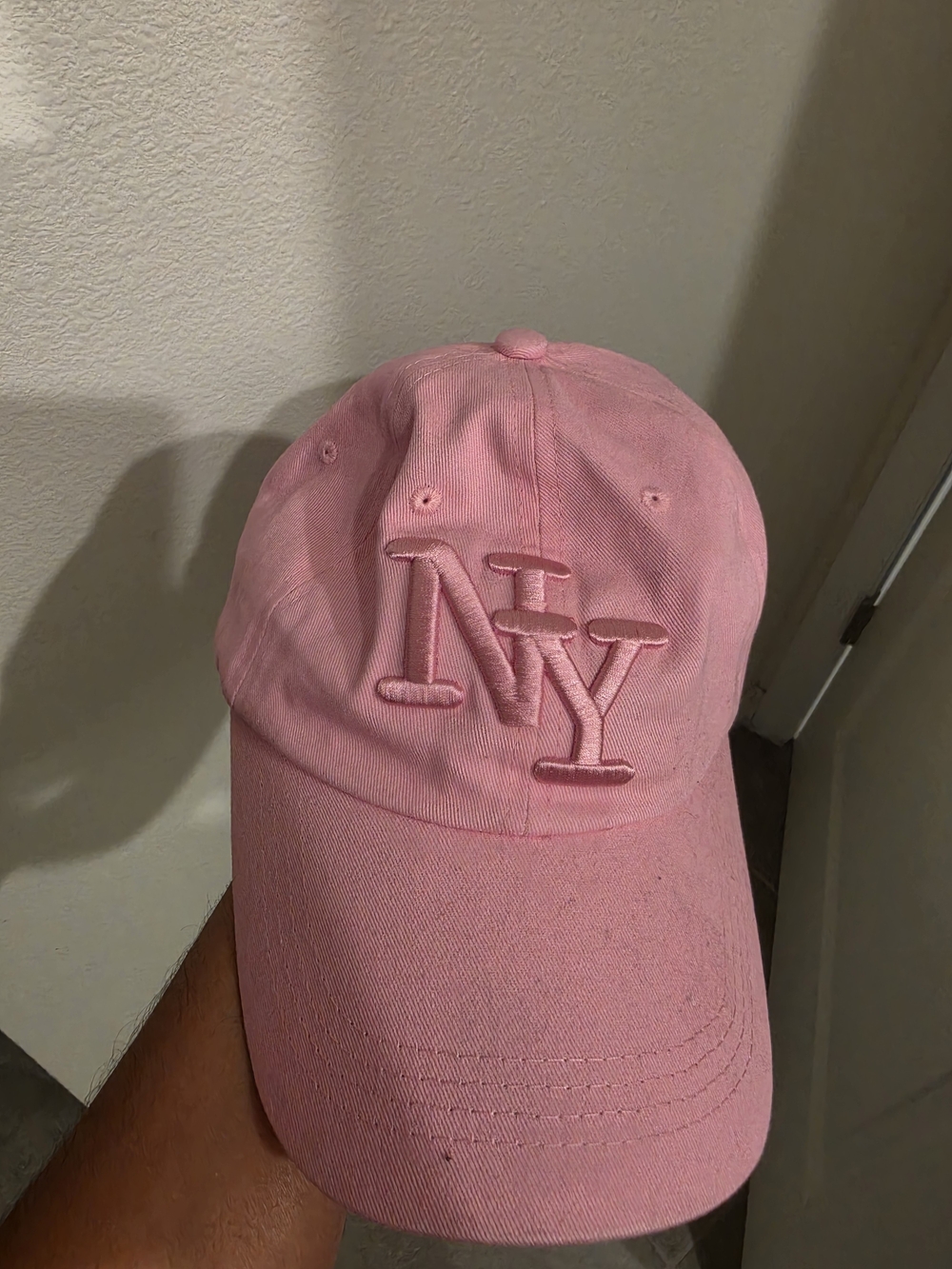 Pink Embroidered NY Baseball Cap - Women's Accessory